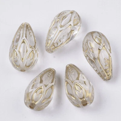 15 Acrylperlen 21x12mm Tropfen Träne Gold Metall Plattiert Acryl Beads - Bild 1 von 3