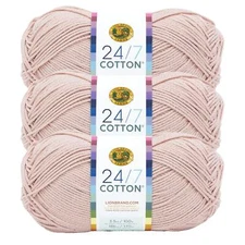 (3 Pack) Lion Brand Yarn 761-123AZ 24/7 Cotton® Yarn, Beechnut