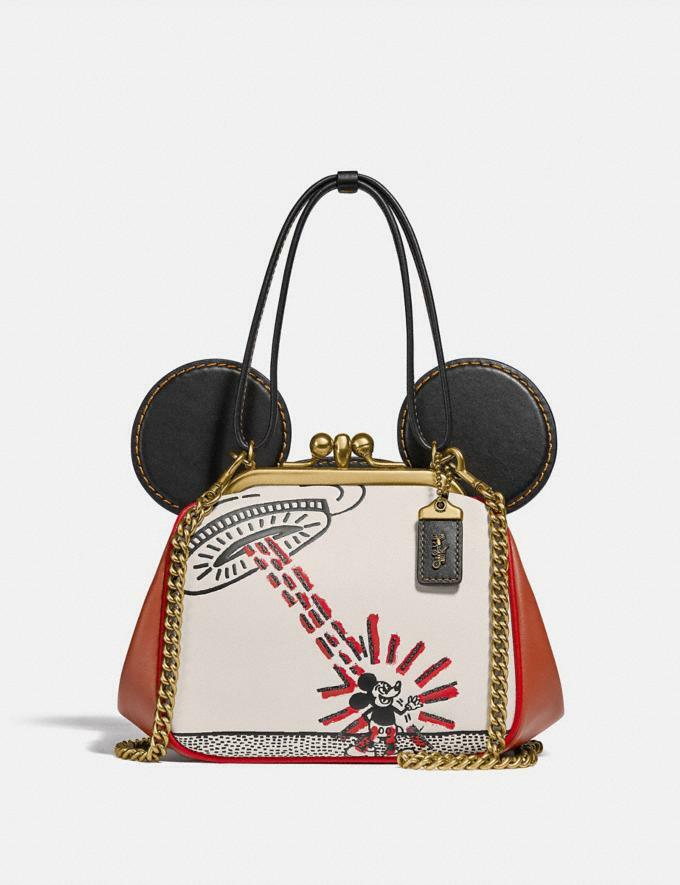 Coach Keith X Haring Disney Mickey Mouse Bag Leather Beige Handbag