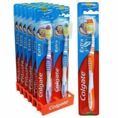 3 x Colgate Extra Clean Zahnbürsten erreichen Back Zähne Zahnbürste