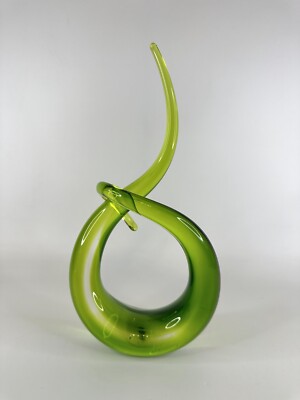 Italienischer abstrakter grüner Murano? Kunstglas verschlungen Skulptur Twist 60er Jahre Art Deco