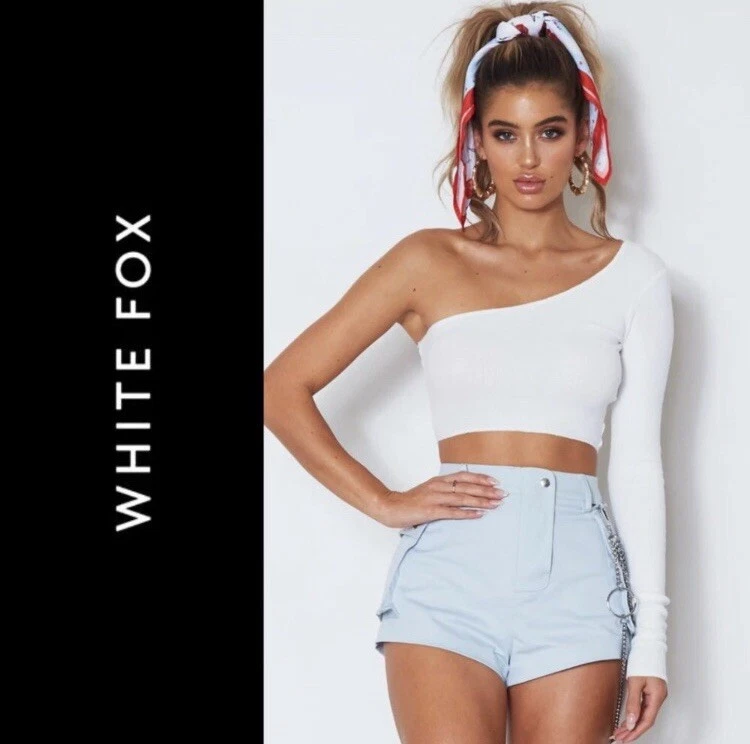 One sleeve top crop top white