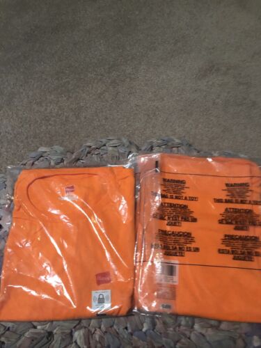 Hanes Men's EcoSmart Short Sleeve Tee, Safety Orange, Medium, Lot of 2 Shirts