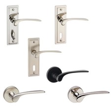 Urfic Como Metal Lever Latch Door Handles Set Round Rose Internal & External