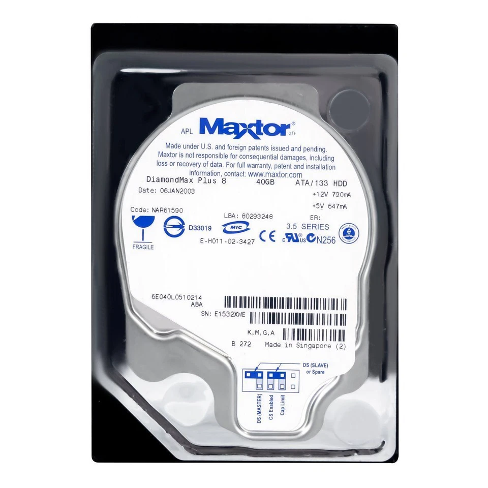 FESTPLATTE MAXTOR DiamondMax Plus 8 40GB 6E040L0 7200U/min 2MB ATA IDE 3.5' Zoll - Bild 3 von 3