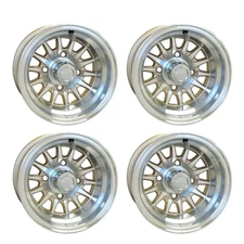 Set of 4, Golf Cart Wheels RHOX 10" Phoenix Machined & Pearl Golf Cart Wheels