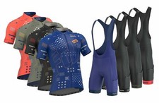 FDX Mens All Day Cycling Jerseys Short Sleeve Bike Suit 3D Gel Padded Bib Shorts