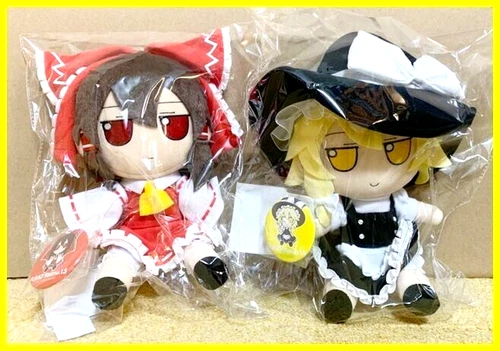 TOUHOU PROJECT Fumo Fumo Reimu &amp; Marisa Plush Doll Gift Badge Set NEW From Japan