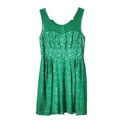 BETSEY JOHNSON Kelly Green Lace overlay mini dress circle skirt size 8 |  eBay