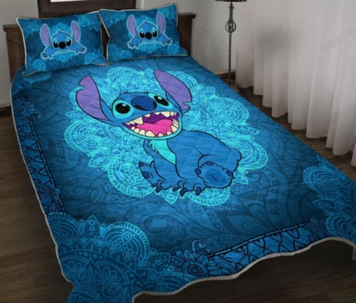 Cute Stitch Mandala Pattern Stitch And Lilo Cartoon 3D Quilt Bedding Set