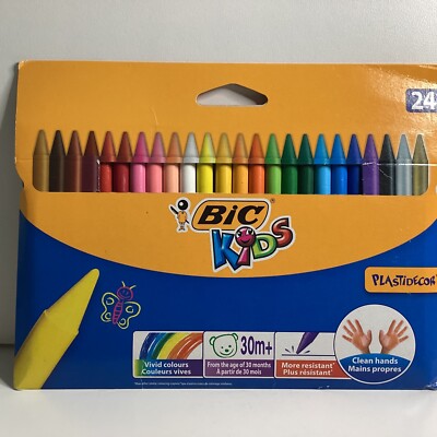 P074 BIC Kids Plastidecor Colouring Crayons 24 Stifte 