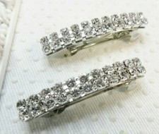 Bridal AAA Crystal Rhinestone French Clip Mini Barrette Pair Accent clips