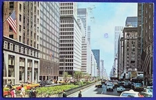 Vintage 1964 Linen Postcard Park Avenue NYC Manhattan New York City (Posted)