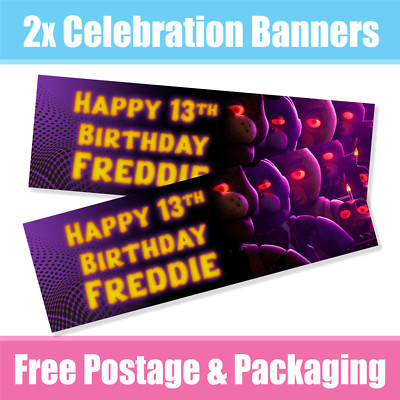 Personalisierte Five Nights at Freddys Banner Geburtstag - beliebiger Name & Alter x 2