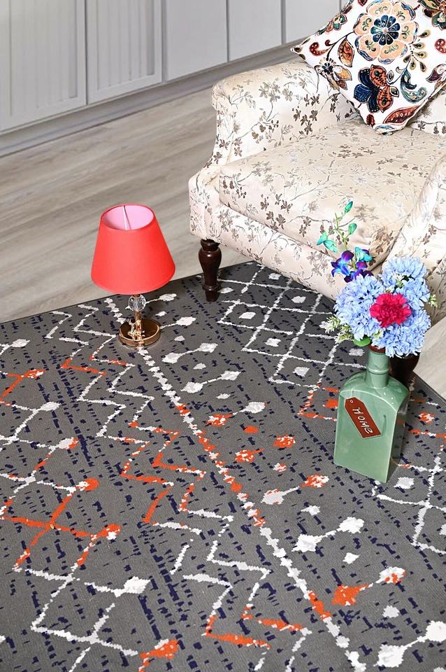 Distressed Moroccan Runner - 2'x8', Dark Grey, Transitional Design Area Rug -505 - Image 2 of 4