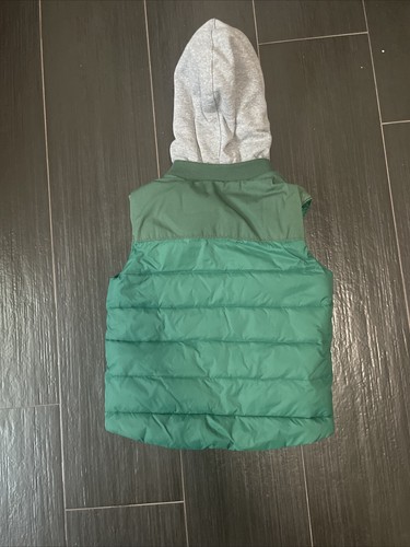 LACOSTE Green Puffer Hooded Vest Full Zip w/ Built-in Hood Size 4 - Picture 8 of 8