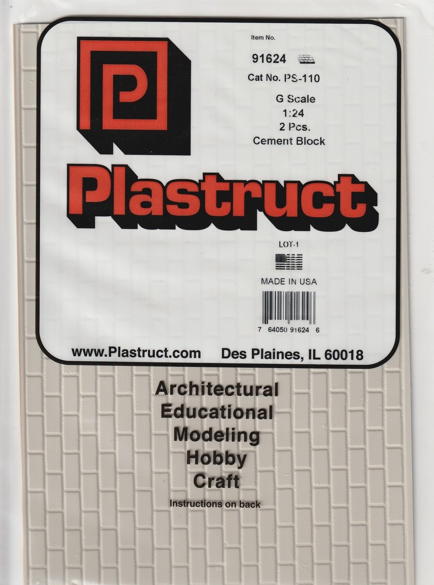 Plastruct G Patterned Sheets Concrete Block .020 x 7 x 12in pkg(2