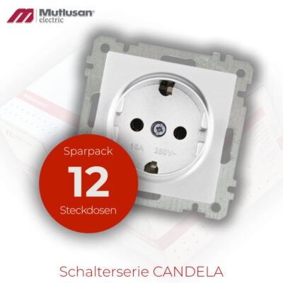 Sparset 12x Schuko Steckdosen Unterputz Mutlusan CANDELA Weiß Optik