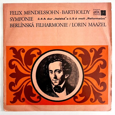 Felix Mendelssohn Bartholdy Czech Import Vinyl Record 1969 33 12'' VRG1