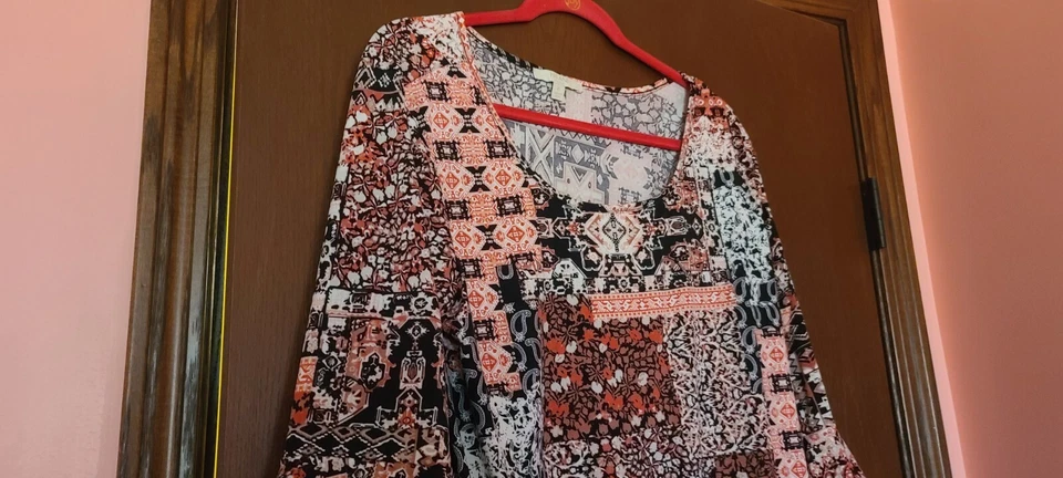 Плюс размер Haani пейсли оборки рукава шикарное платье размер 1 X - Изображение 2 из 4