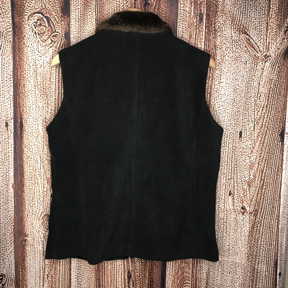 Chaleco para mujer Bob Mackie usable arte bordado con cuello de piel sintética talla mediana Foto 3 de 4