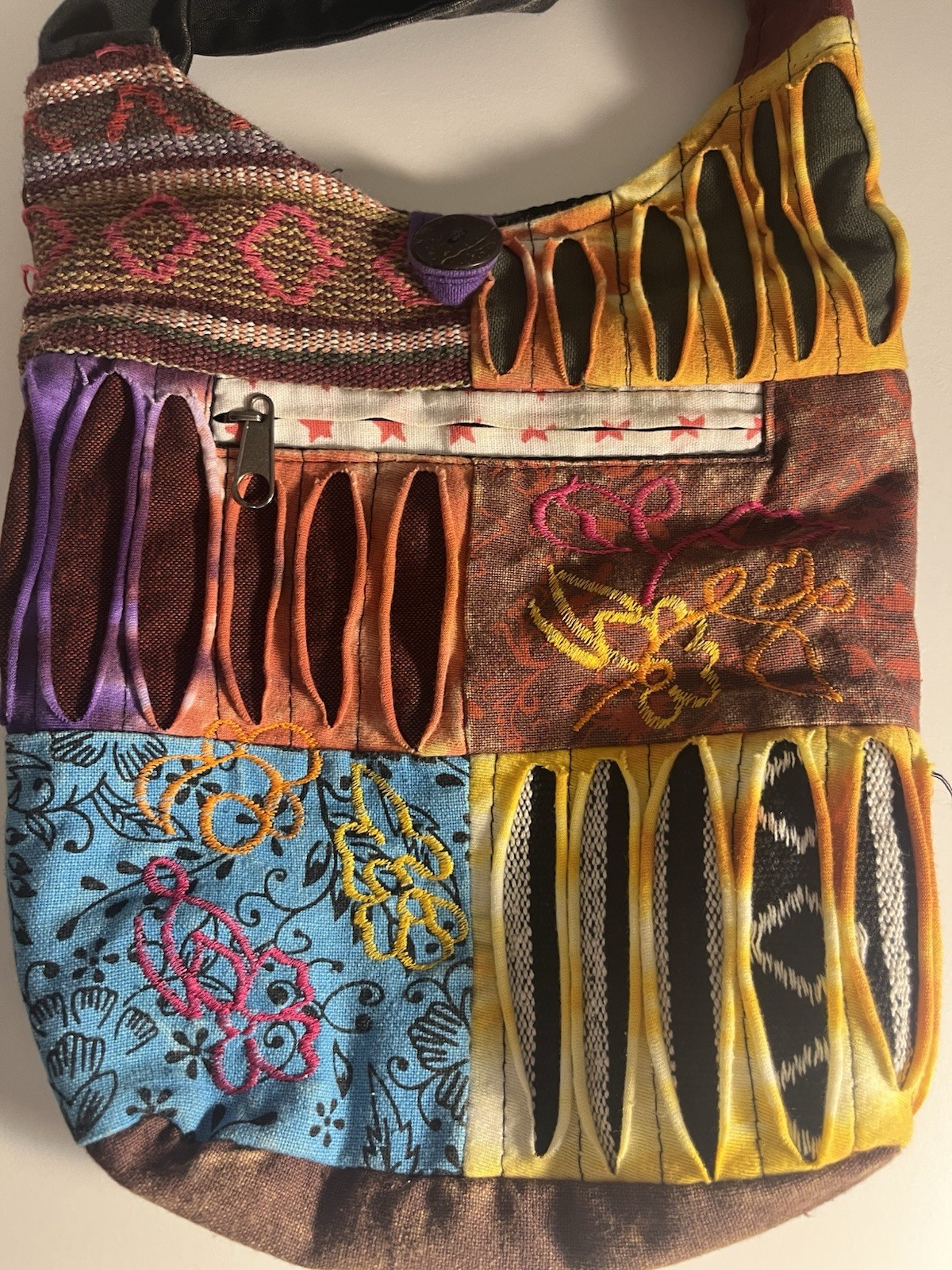 Bohemian Multicolor Patchwork Embroidered Shoulde… - image 3