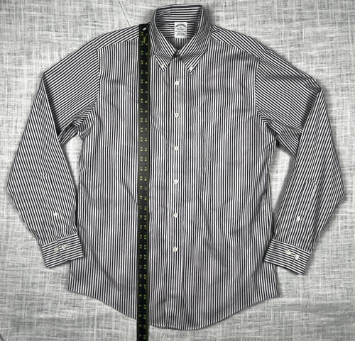 Brooks Brothers 1818 Gestreift Knopfleiste Langarm Herren M Bügelfrei Pima Baumwolle - Bild 6 von 9