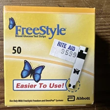 Abbott Freestyle Diabetic Blood Glucose Test Strips 50 Count Exp 01/31/2026