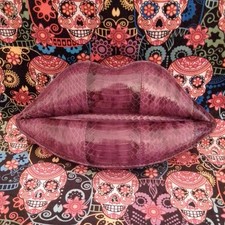 Lulu Guinness Purple leather snakeskin lips clutch bag