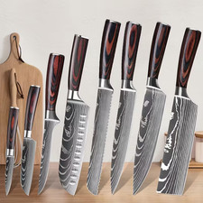 Santoku Messer aus Damaszener Stahl Küchenmesser Kochmesser sehr Scharf 8St.