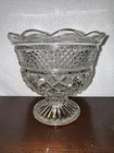 Vintage Anchor Hocking Wexford Footed Bowl Diamond Pressed Glass Clear Compote