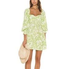 Faithfull The Brand Green Tie Dye Mini Dress Ruffle Vacation Womens Size 4 Small