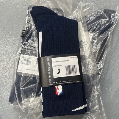 New Nike NBA Elite Socks Mens Large 3 PAIRS Authentics Navy Blue Mid PSK647-420