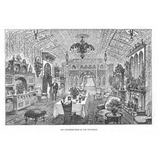BIRMINGHAM The Luncheon Room at the Town Hall - Antique Print 1887