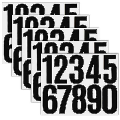 5 Sheets Black Number Stickers, 3 in Vinyl Stick on Numbers, 0-9 Waterproof 