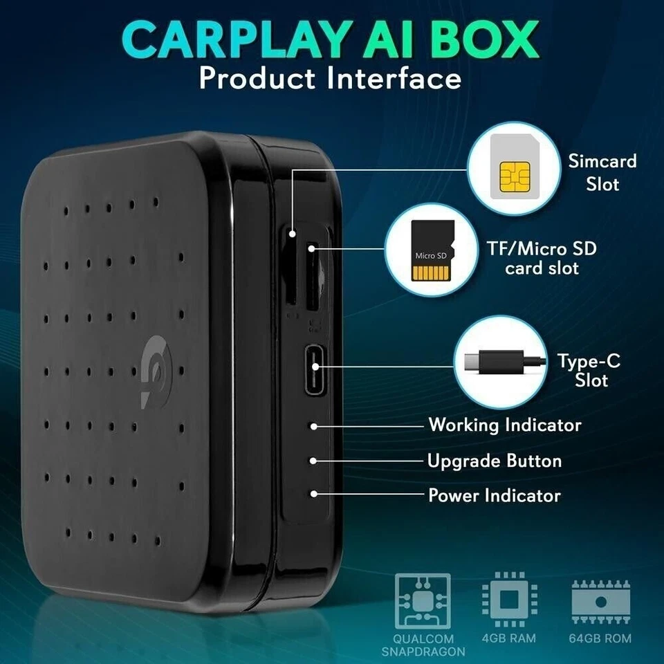 Pyle Wireless Carplay & Android System iA Box - 4GB RAM 64GB ROM (Black) - Image 2 of 4