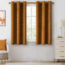 Velvet Curtains 45 Inches Long Blackout 42"W x 45"L Pack of 2 Golden Brown