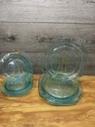 VTG Indiana/Federal Depression Glass Madrid Aqua Teal Dinner & Salad Plates~8 Pc