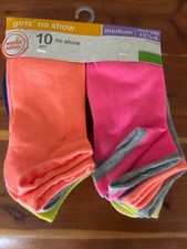 10 pk Girls's no show socks siE medium 10 1/2-4