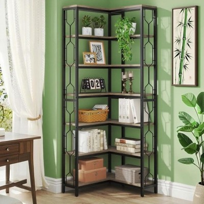 Corner Bookshelf Shelf Book Storage Cabinet L-shaped Bookshelf
