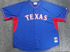 Texas Rangers Jersey Mens Size 4X Blue Red MLB Baseball Majestic Cool Base
