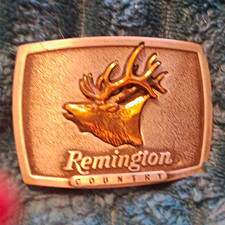 Remington Bugling Elk Silver/Gold Tone Metal Western Belt Buckle 1.5" USA