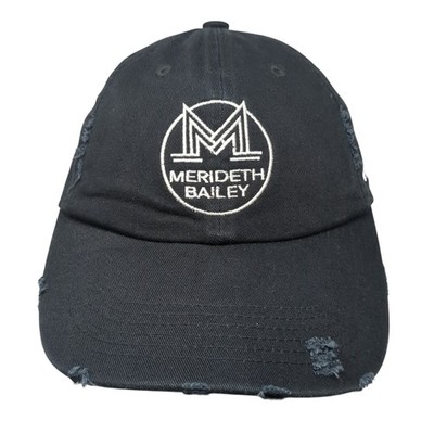 Merideth Bailey Slideback Baseball Cap Black One Size Distressed Cotton District