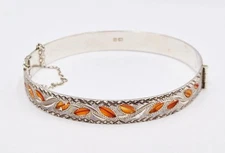 MODERNIST STERLING SILVER & ENAMEL BANGLE Birmingham 1987