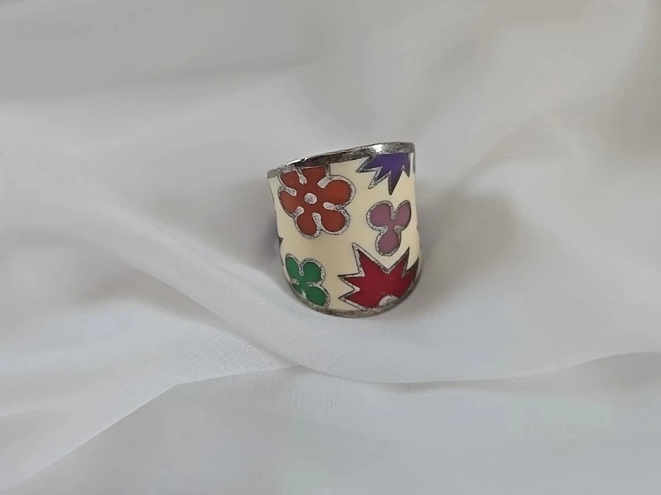Alan K. Designo Collection Ring Multicolor Enamel Resin & 925 Sz 7 — 第 2/4 张图片