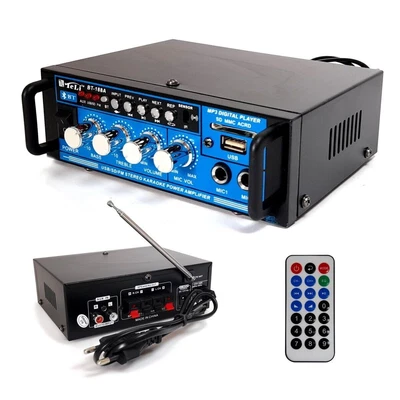 Amplificatore Stereo HiFi Digitale 600W Con Bluetooth, FM, AM E Radio &ndash; Nero