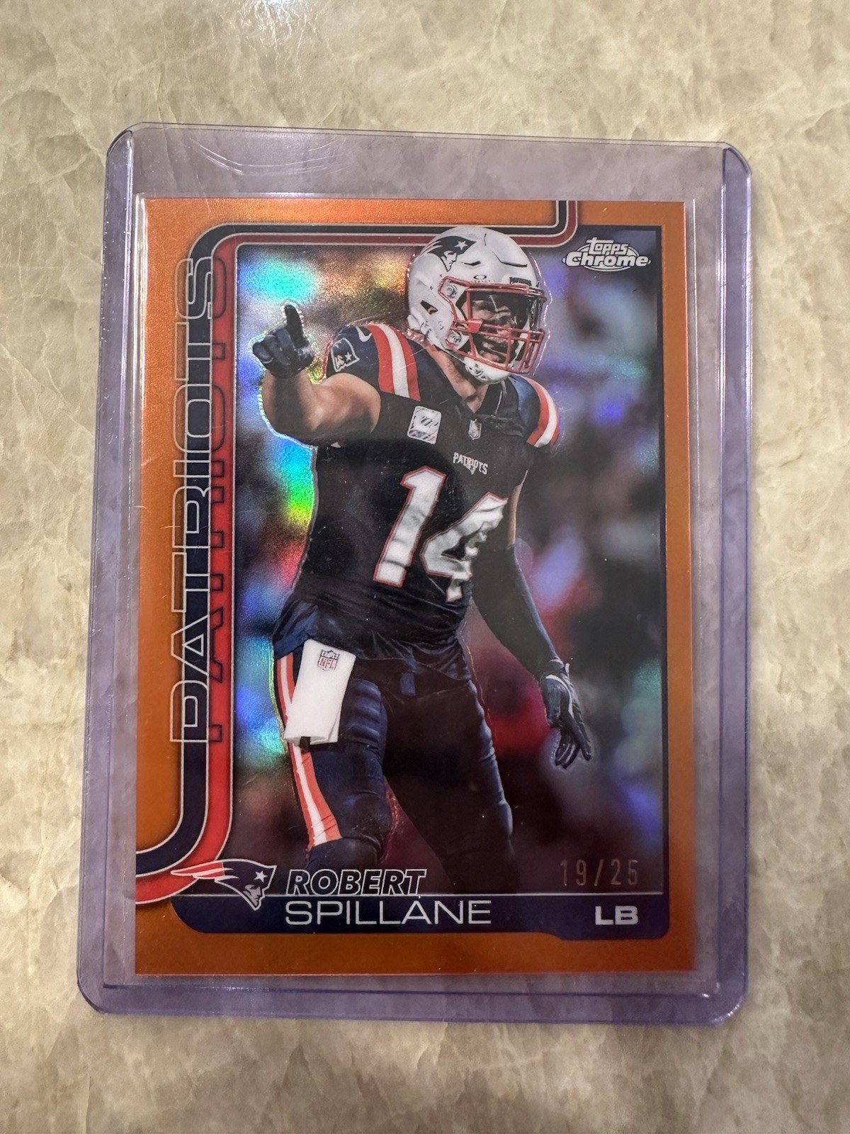 2025 Topps Chrome - Robert Spillane #181 Orange Refractor /25 Patriots Card
