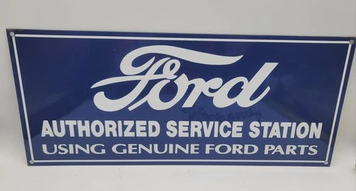 Vintage Ford Authorized Service Station Porcelain Enameled Metal Sign