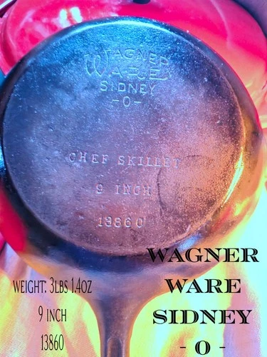 Wagner Ware Cast Iron Sidney -O- 9 Chef Skillet - Pattern 13860 Cast Iron