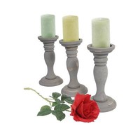 3Er Set Kerzenhalter T361, KerzenstäNder, Shabby Vintage 24Cm, Grau